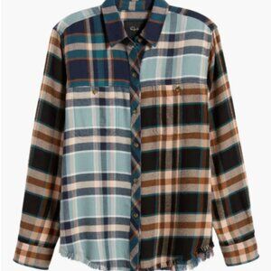NWT Rails Women's Heathrow Mixed Plaid Green Brando Shirt XS